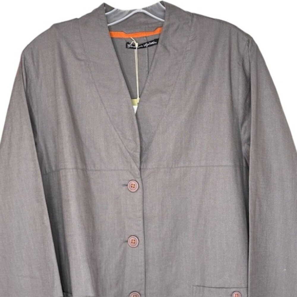 Gudrun Sjoden V-Neck Organic Cotton Blazer NEW - Taupe/Orange - L - Picture 3 of 10